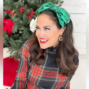 GREEN PUFF METALLIC KNOTTED HEADBAND Brianna Cannon